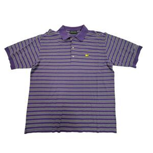 Masters Collection Mens L Large Striped Polo Shirt Purple